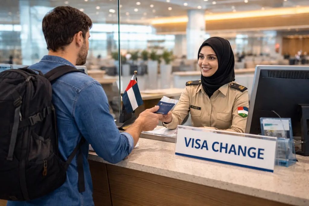 airport visa change UAE